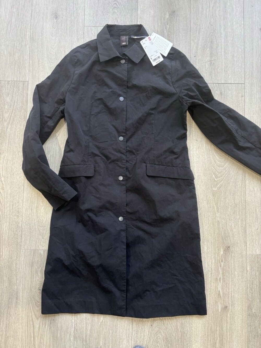 NEW Hana Tajima Uniqlo Black Cotton Coat Sz S Small NWT